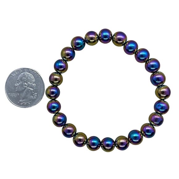 Rainbow Hematite Stretch Bracelet | Handmade - Picture 5 of 5